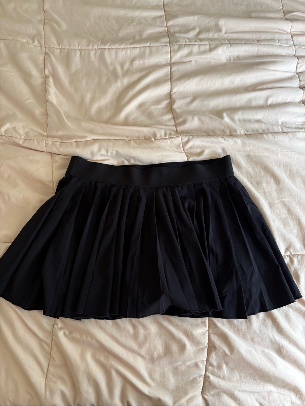 Black Pleated Women's Skort with Elastic Waistband